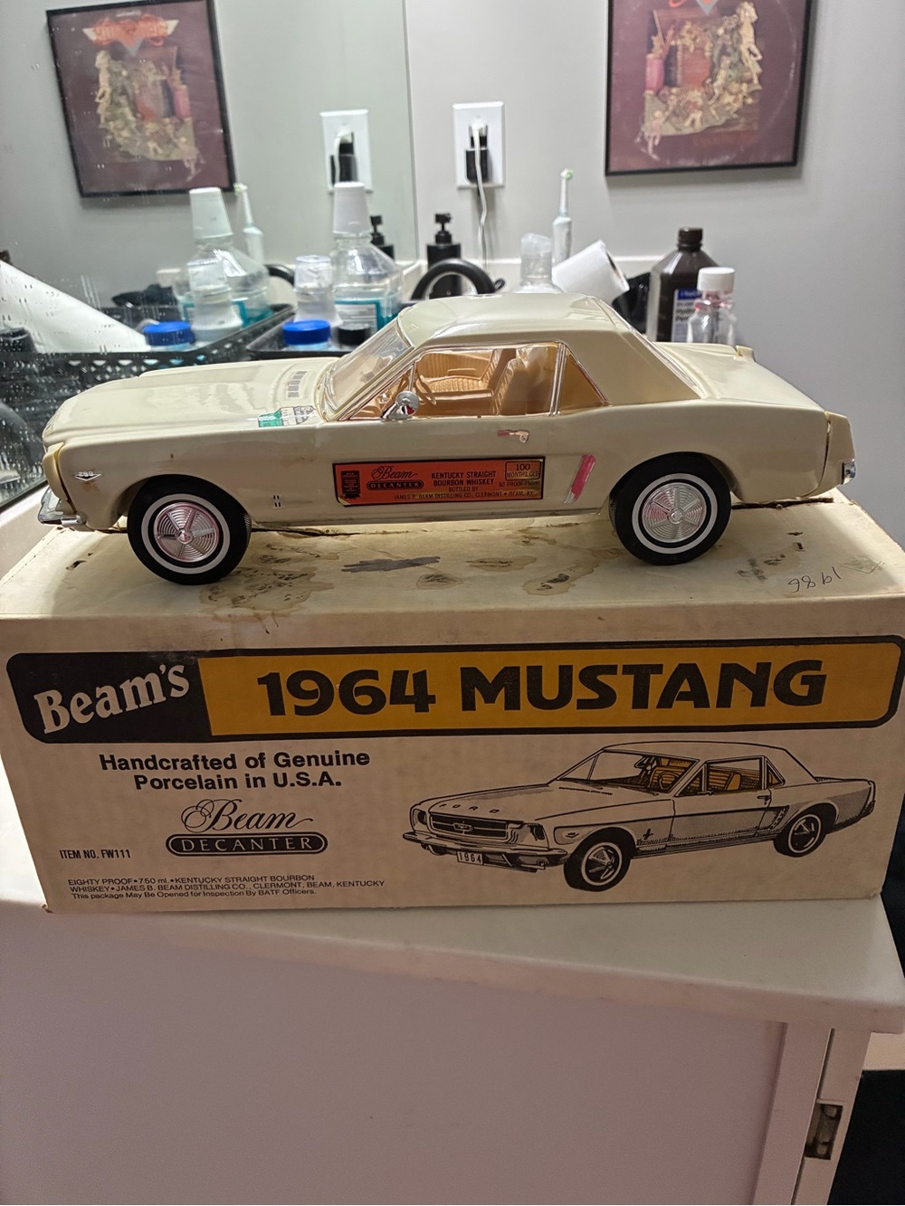 Vintage Jim Beam 1964 Ford Mustang Coupe Decanter in Original Box